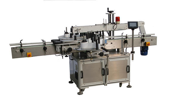 شیمپو کے لئے پلاسٹک کی بوتل ڈبل سائڈز لیبلنگ مشین۔